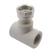 Тройник с переходом на накидную гайку FV-Plast - 20 x 3/4" (для полипроп.труб, цвет серый)