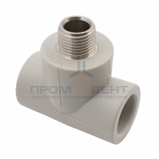 Тройник с переходом на наружную резьбу FV-Plast - 25 x 3/4" (для полипроп.труб, цвет серый)