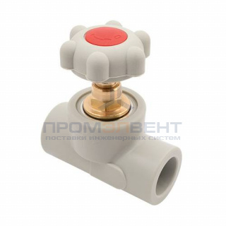 Кран вентильный FV-Plast - 50 (для полипропиленовых труб под пайку, цвет серый, ручка барашек)