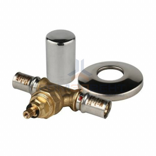 Кран вентильный под штукатурку с хромированной ручкой STOUT - 16 (прессовой, для металлопласт.труб)