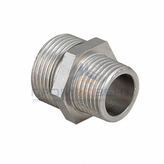 Ниппель латунный резьбовой переходной STOUT - 1" x 3/4" (никелированный)