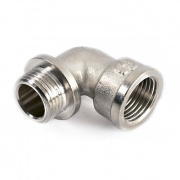 Отвод 90° с упором латунный резьбовой STOUT (НР/ВР) - 3/4" (никелированный)