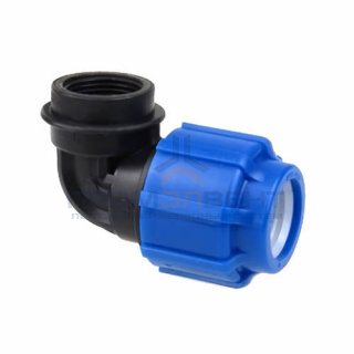 Переход на внутреннюю резьбу угловой Политэк - 50 x 1"1/4 (винтовой, для труб ПНД)