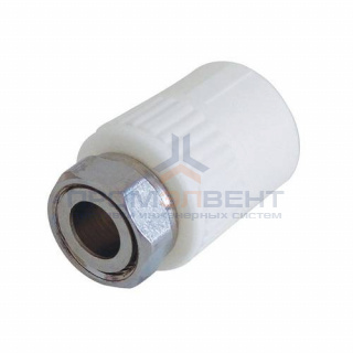 Переход на накидную гайку KALDE - 25 x 3/4" (для полипропиленовых труб, цвет белый)