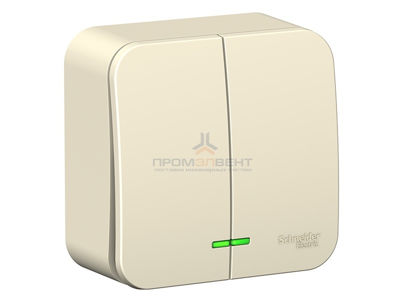 Выключатель 2-клавишный с подсветкой (cх.5) Blanca Schneider Electric 6А 250В молочный